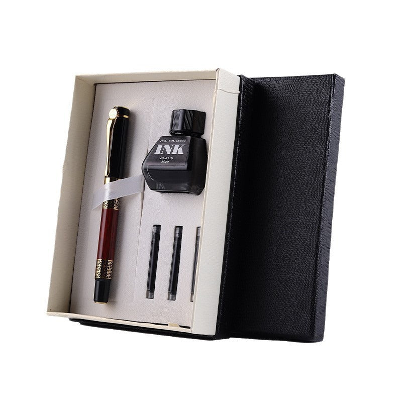Black metal fountain pen ink sac ink gift box writing pen set business gift