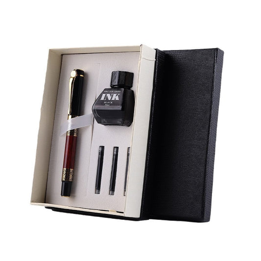 Black metal fountain pen ink sac ink gift box writing pen set business gift