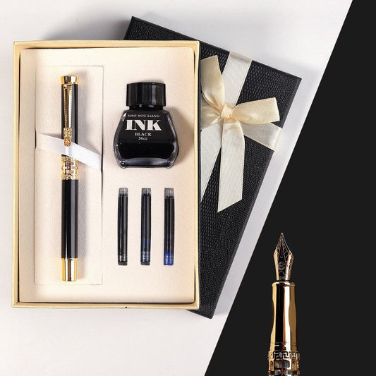 Black metal fountain pen ink sac ink gift box writing pen set business gift