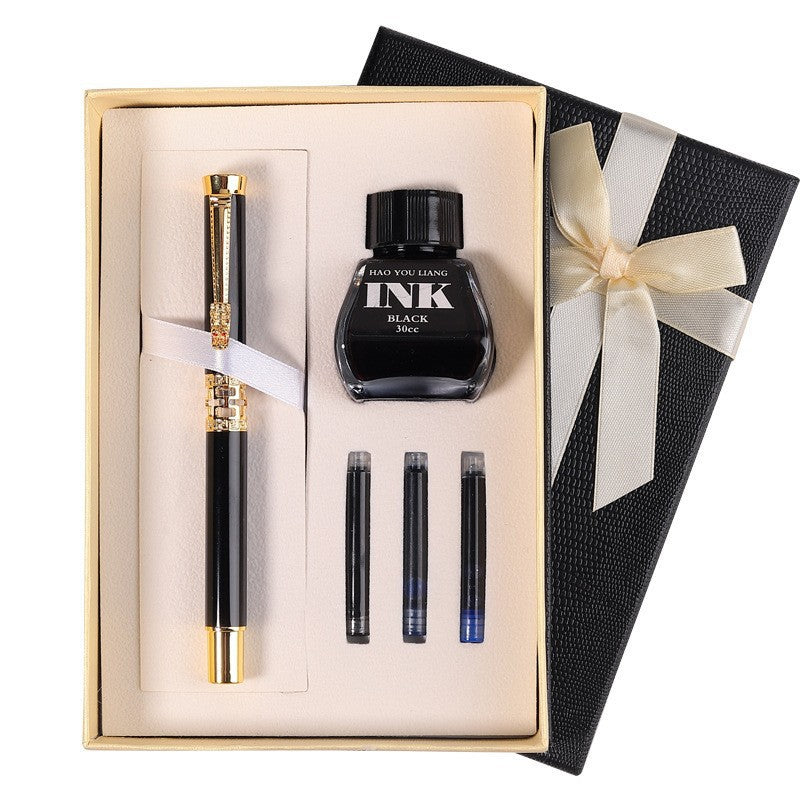 Black metal fountain pen ink sac ink gift box writing pen set business gift